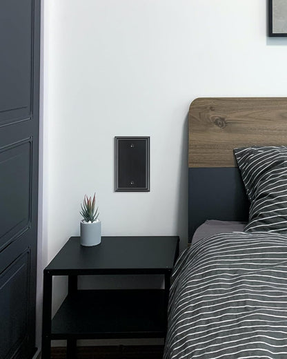 2-Pack Single Blank Wall Plates, Durable Solid Zinc Alloy Blank Outlet Covers, Decorative Black