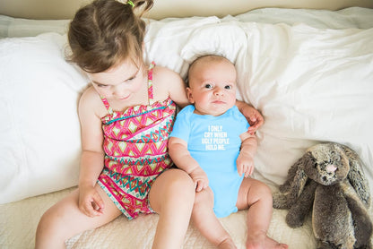 AW Fashions I Only Cry When Ugly People Hold Me Baby Bodysuit Funny Cute Baby Girl or Boy Outfit