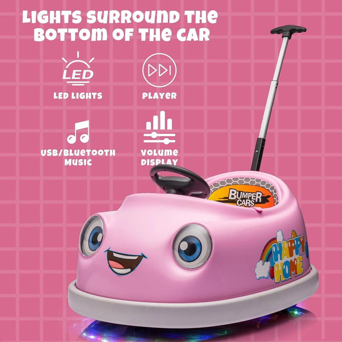 12V Dual Battery Electric Ride on Kids Bumper Car w/Remote Control,360 Degree Spin,Push Rod Rocker