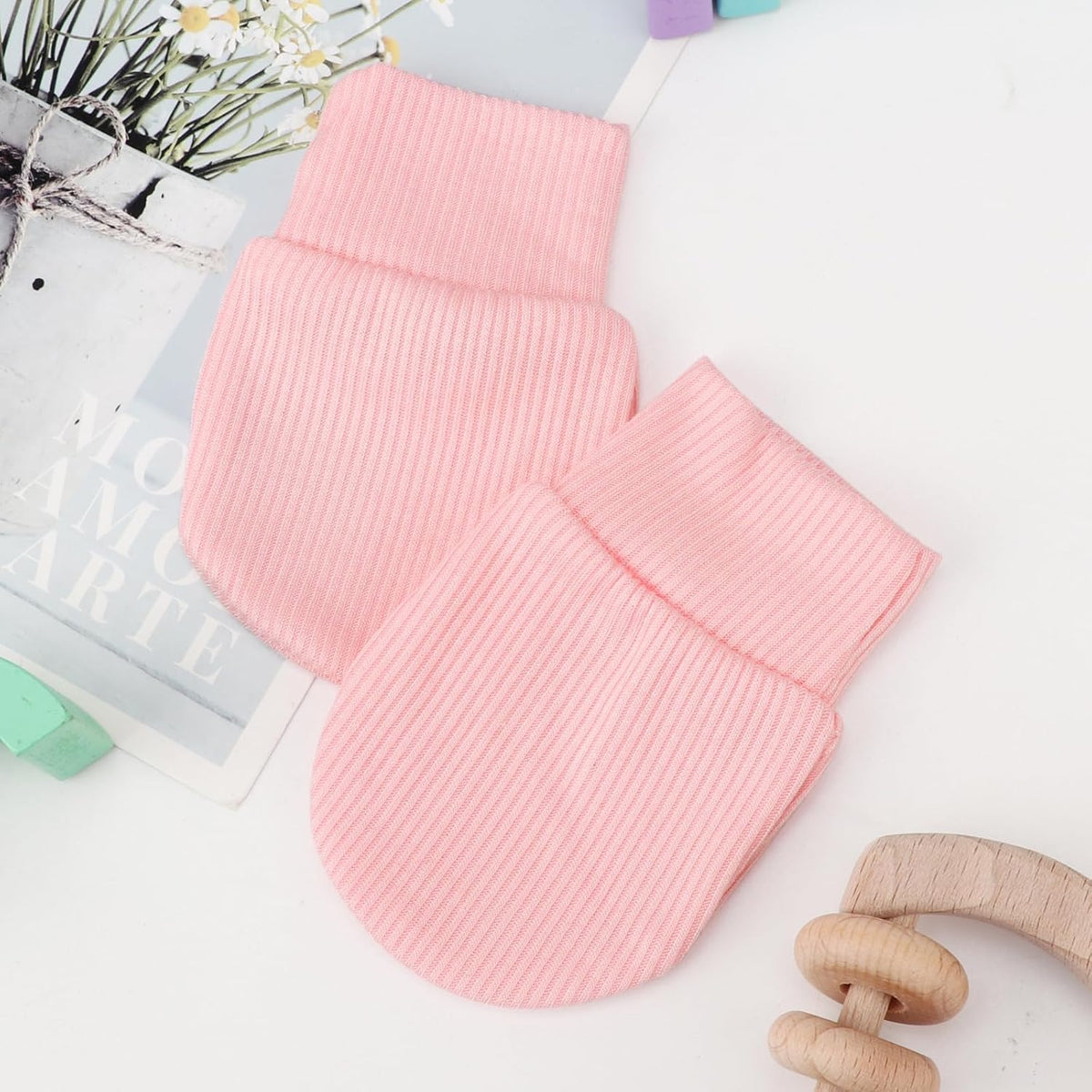 BQUBO 6 Pairs Newborn Baby Boys Girls Mittens 0-6 Months Unisex-Baby Infant Mittens Elastic No