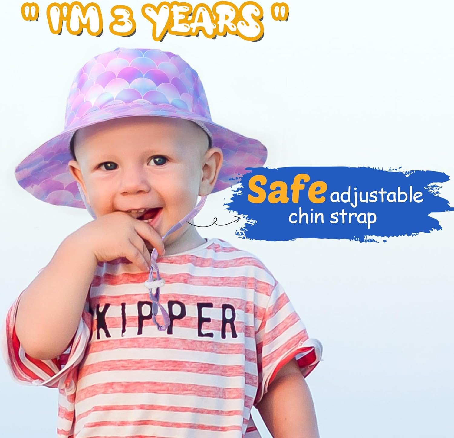 Baby Sun Hat Kids Summer UPF 50+ Toddler Bucket Hat Wide Brim Adjustable Beach Hats for Boys Girls