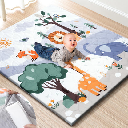 Premium Foam Baby Play Mat 50" x 50" – Removable & Machine Washable Cover, Extra Thick Padding