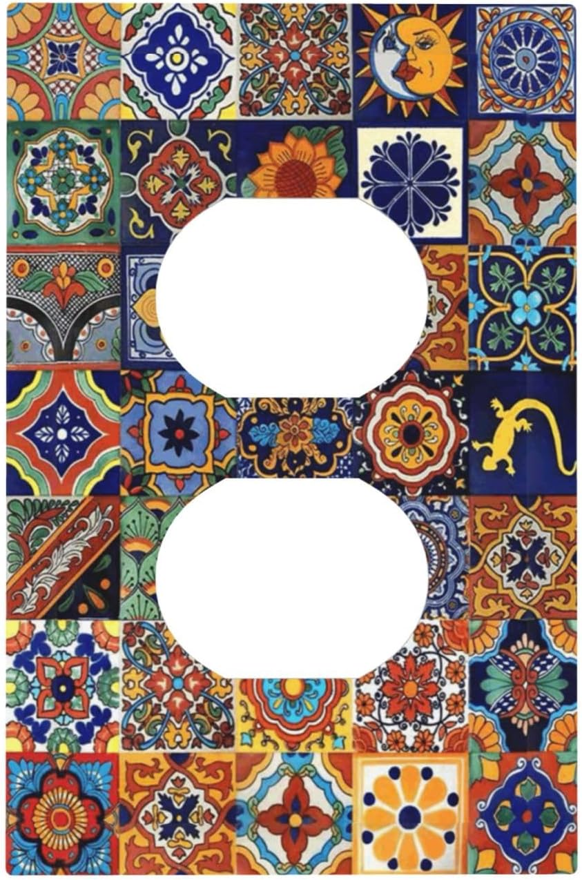 Talavera Mexican Tiles Traditional Color Decoration Print Outlet Covers 1 Gang Duplex Light Switch