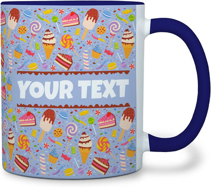 Personalized Mug for Kids - Sweets - Custom Name/Text, Ceramic Hot Chocolate/Cocoa/Coffee Cup for