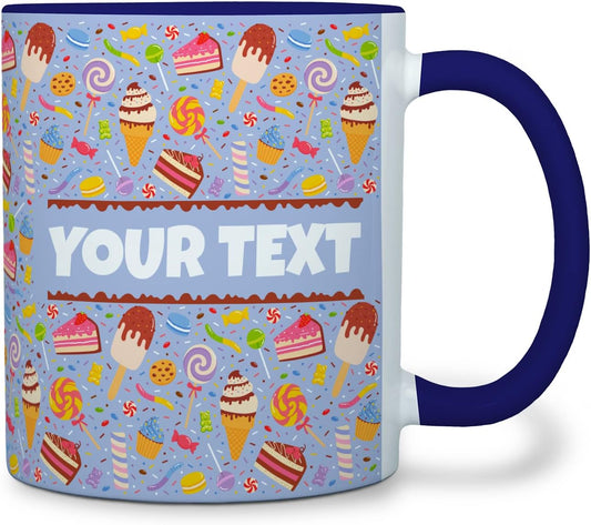 Personalized Mug for Kids - Sweets - Custom Name/Text, Ceramic Hot Chocolate/Cocoa/Coffee Cup for