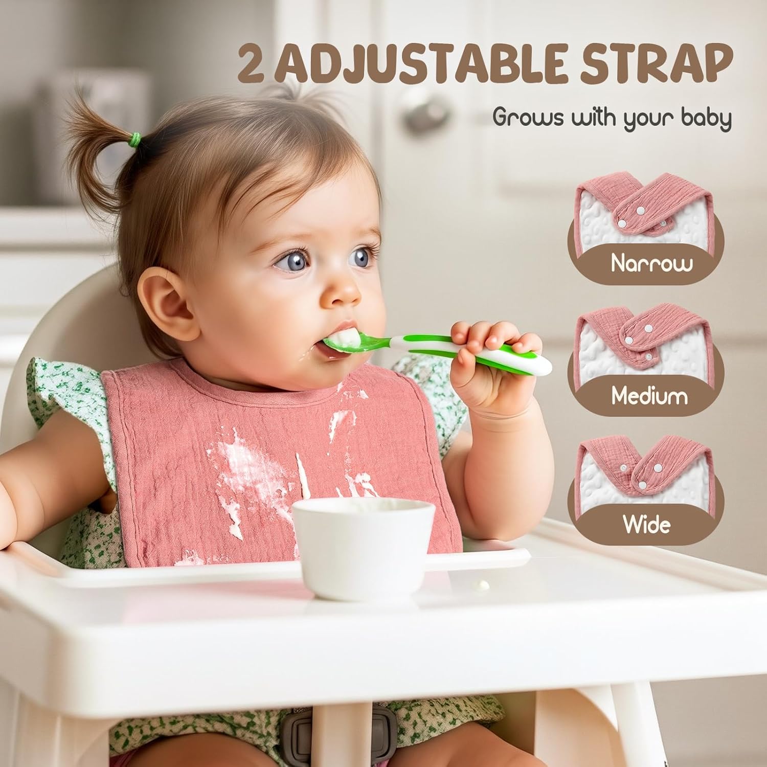 6-Pack Muslin Baby Bibs for Unisex Boys Girls, Cotton Baby Drool Bibs, Drooling and Teething Bibs