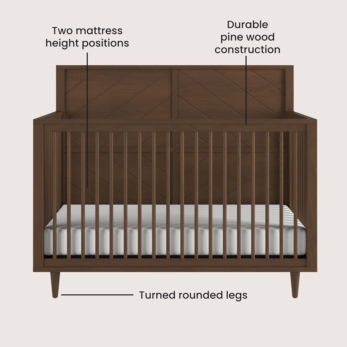 Child Craft Surrey Hill 4-in-1 Convertible Crib, Baby Crib Converts to Day Bed, Toddler Bed and