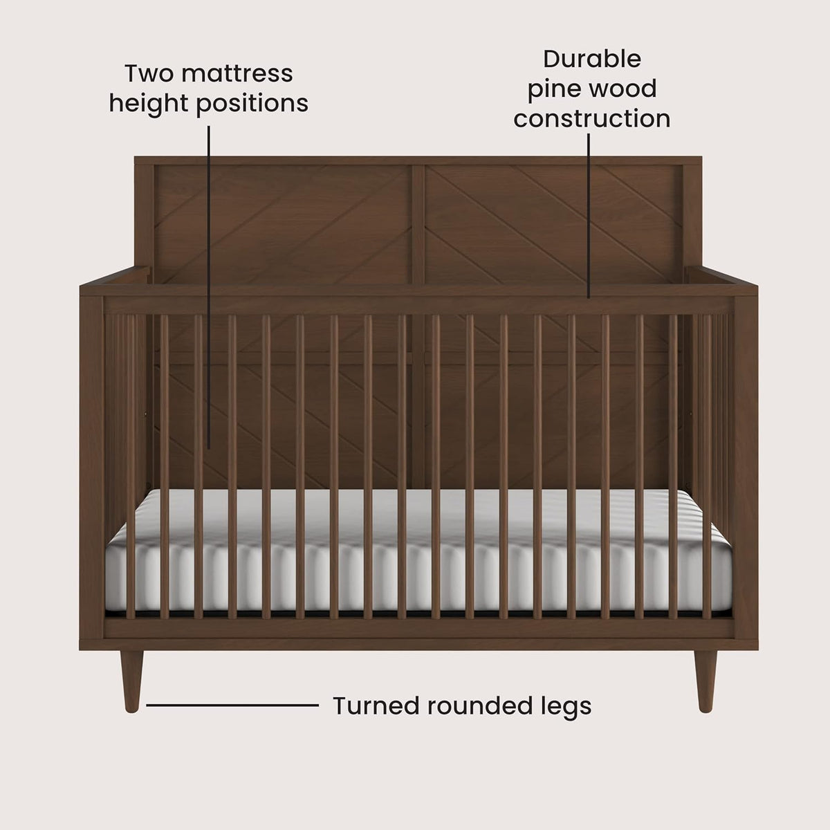 Child Craft Surrey Hill 4-in-1 Convertible Crib, Baby Crib Converts to Day Bed, Toddler Bed and