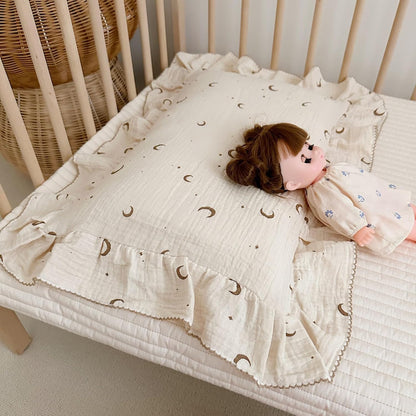 BuLuTu Muslin Toddler Pillowcases Girls Boys,Soft Breathable Cotton Kids Pillow Cover, Moon Star