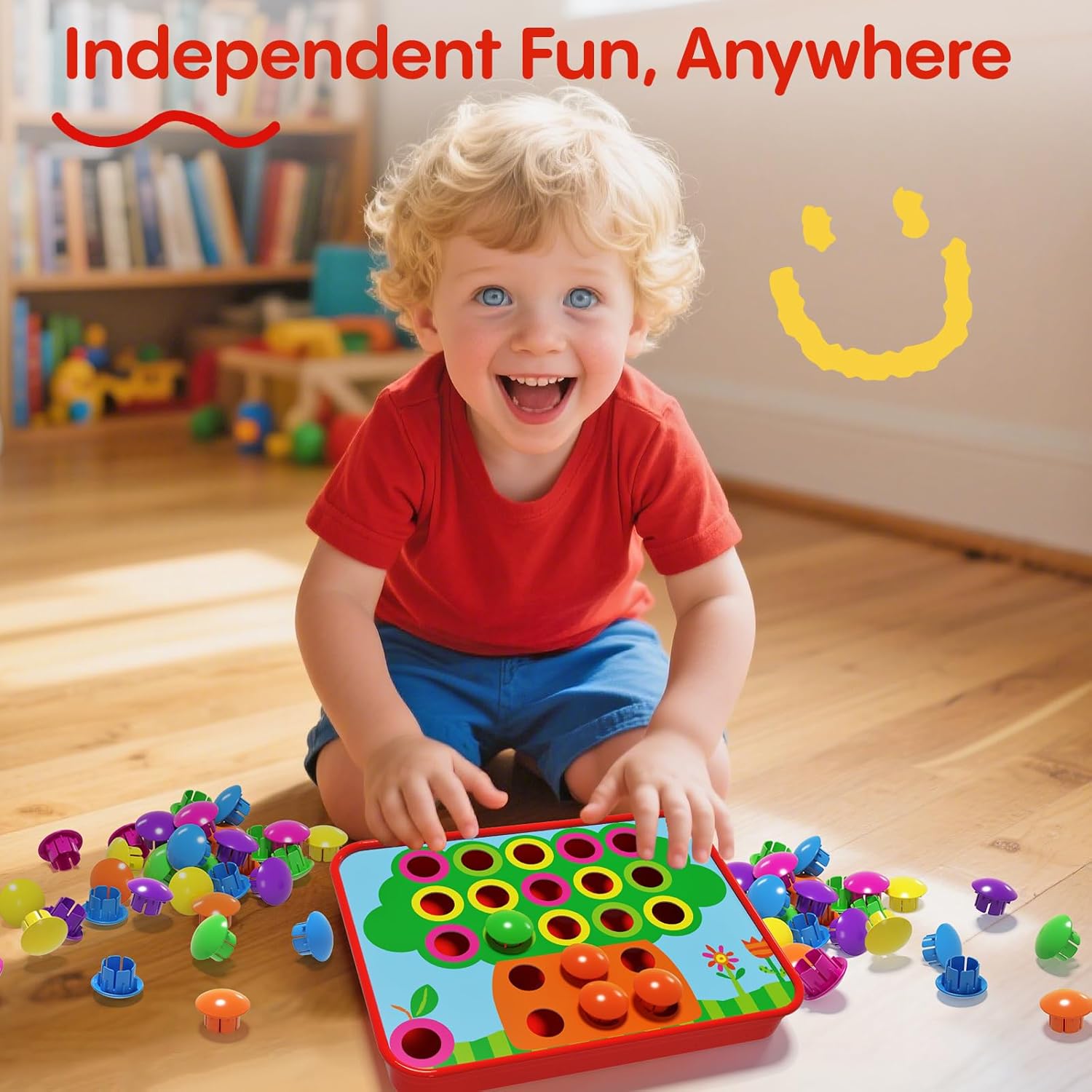 AMOSTING Button Art Toy – Educational Color Matching Mosaic Pegboard Sensory Learning Activity for
