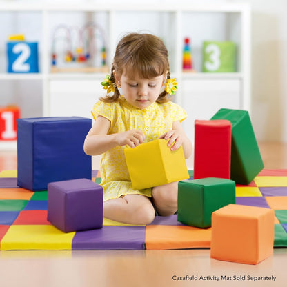 Casafield Large Toddler Foam Building Blocks (7-Piece Set), Soft Play Kids Stacking Cubes, Assorted