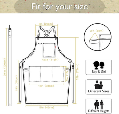 Kids Art Aprons for Painting, Gardening, Cooking, Multiple Pockets, Kids Smock for Boys & Girls