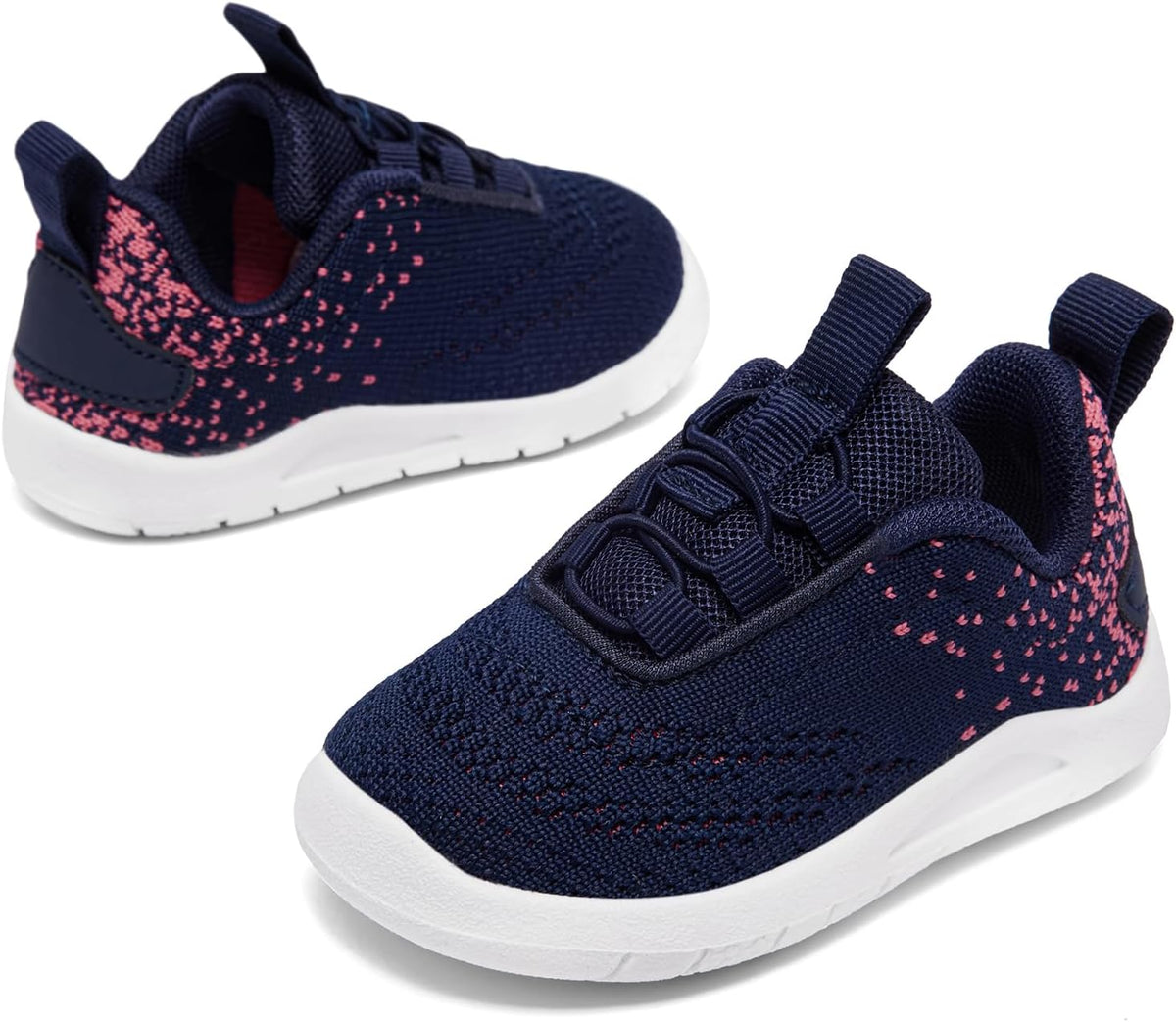 MORENDL Toddler Slip On Sneakers Baby Walking Shoes Non-Slip Breathable Unisex Pink Mesh Lace-Up