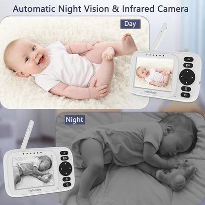 HelloBaby Baby Monitor No WiFi, Video Baby Monitor with Camera and Audio, 3.2'' IPS Screen