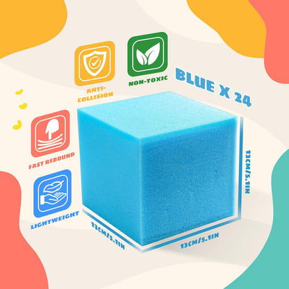 Foam Pit Cubes - 24 PCS 5 Inches Gymnastics Foam Blocks Trampoline Blocks, Multi-Sport Protective