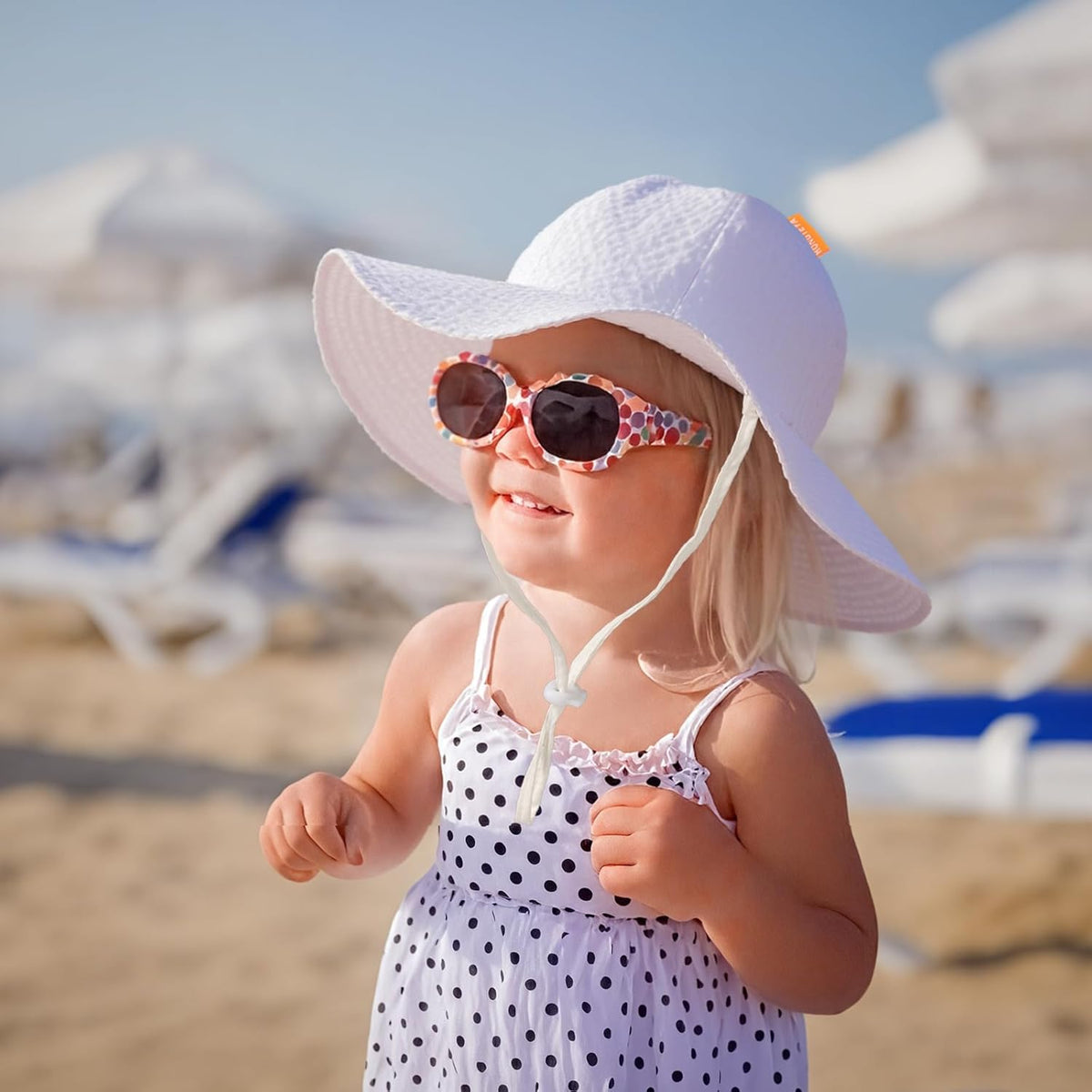 HONGTEYA Baby Sun Hat Toddler Girl Beach Hat Adjustable Outdoor Summer Hat UPF 50+ Sun Protection