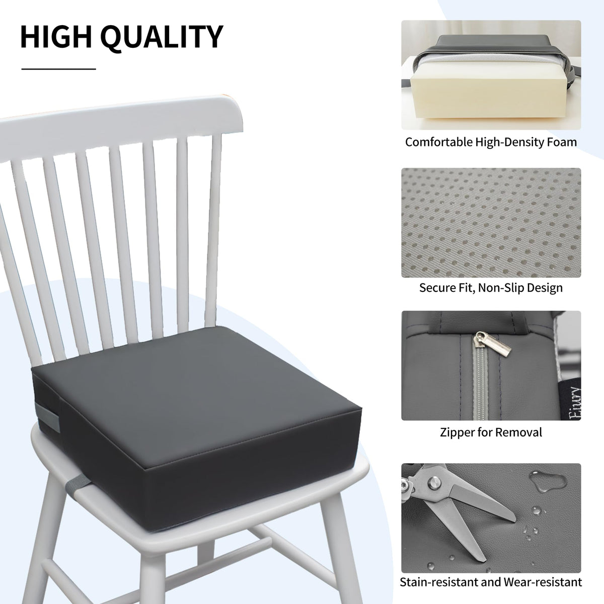 Eiury Booster Seat for Kitchen Chair, Toddler Booster Seat for Dining Table, Waterproof PU Leather