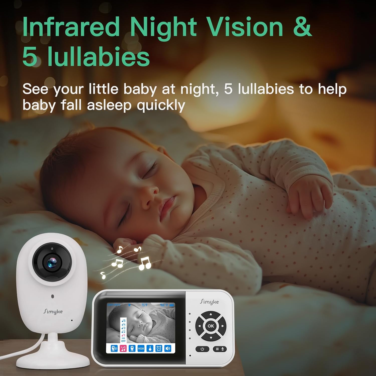 Smart Video Baby Monitor with Camera and Audio,Dual Mode,WiFi On/Off Switch,2.8inch