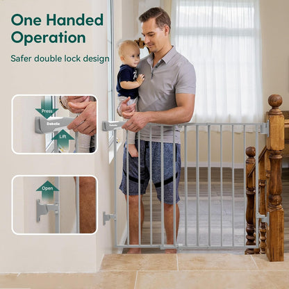 Babelio 26-43" No Bottom Bar Baby Gate for Babies, Elders and Pets, 2-in-1 Hardware Mount Dog Gate