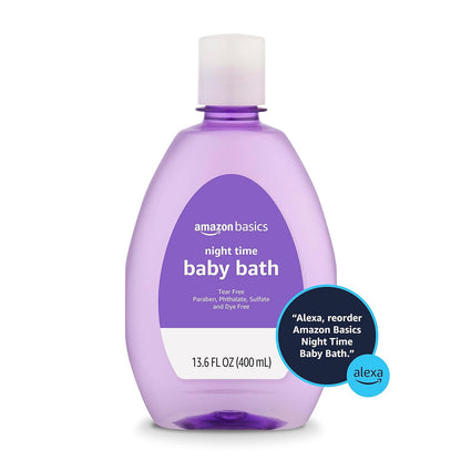 Amazon Basics Hypoallergenic Tear-Free Night-Time Baby Calming Bath, 13.6 Fl Oz (Pack of 4)