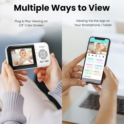 2Cameras Video Baby Monitor,Two Mode,2.8'' IPS Display Screen,Night Vision,2-Way Talk,1200ft Long