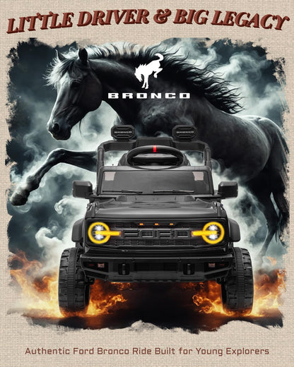 12V Ride on Toys for Kids, Licensed Ford Bronco Raptor Children Electric Vehicles, Toddler Battery