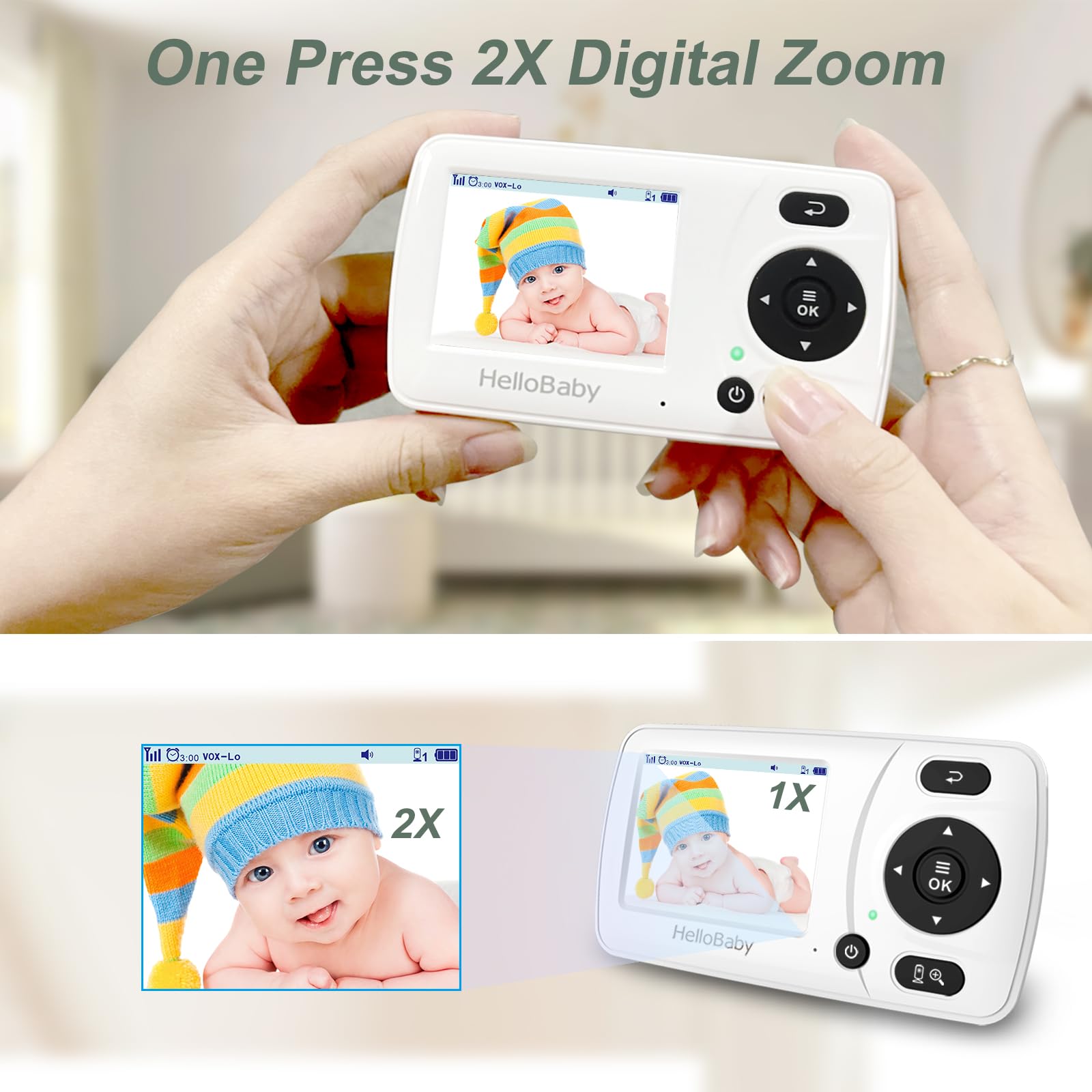 HelloBaby HB30 Video Baby Monitor with Digital Camera and Audio, No WiFi No App Safety Baby