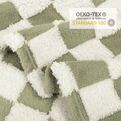 HOMRITAR Checkered Baby Blankets for Boys Girls Warm Cozy Reversible Toddler Blanket, Fluffy Fuzzy
