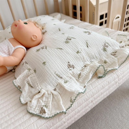 BuLuTu Muslin Toddler Pillowcase for Crib Cot Cradle, Soft Thin Kids Pillow Cover for Girls Boys