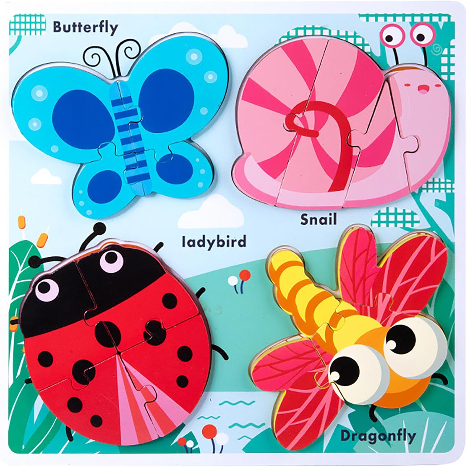 Wooden Creature Puzzles for Toddlers 2-4,Toddler Puzzle Ages 1-3, Montessori Educational Toys for 2