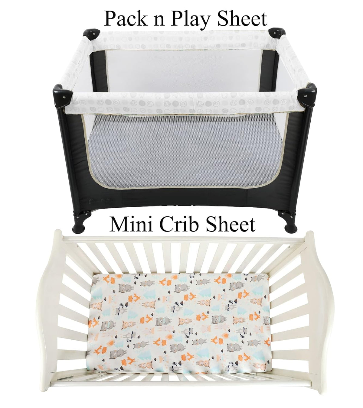 Pack n Play Sheet Stretchy Fitted Portable Mini Crib Sheets Set 3 Pack,Playard Sheets Convertible
