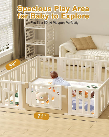 Premium Foam Baby Play Mat 71" x 59" – Removable & Machine Washable Cover, Extra Thick Padding