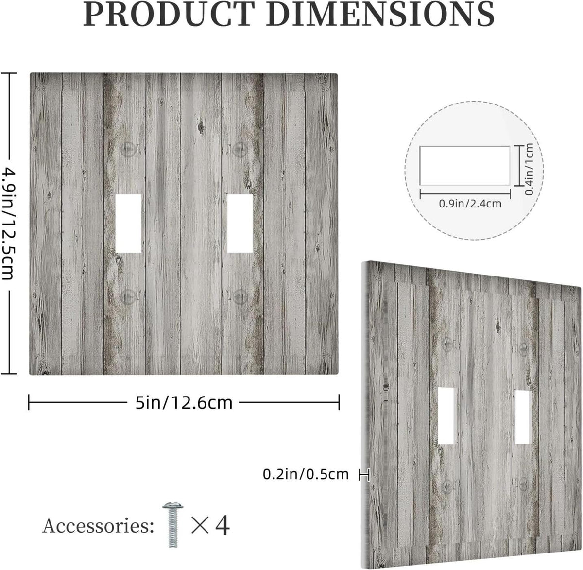 Decorative Switch Plates Farmhouse Rustic Grey Barn Door Wood 2 Gang Double Toggle Outlet Light