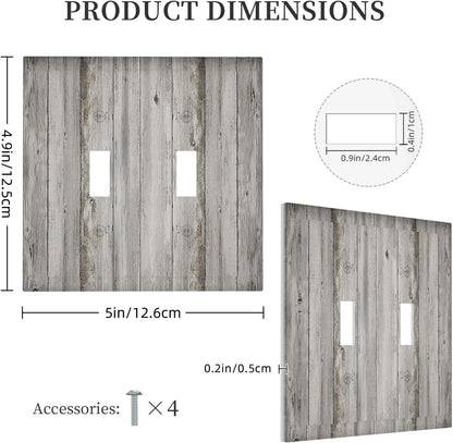 Decorative Switch Plates Farmhouse Rustic Grey Barn Door Wood 2 Gang Double Toggle Outlet Light
