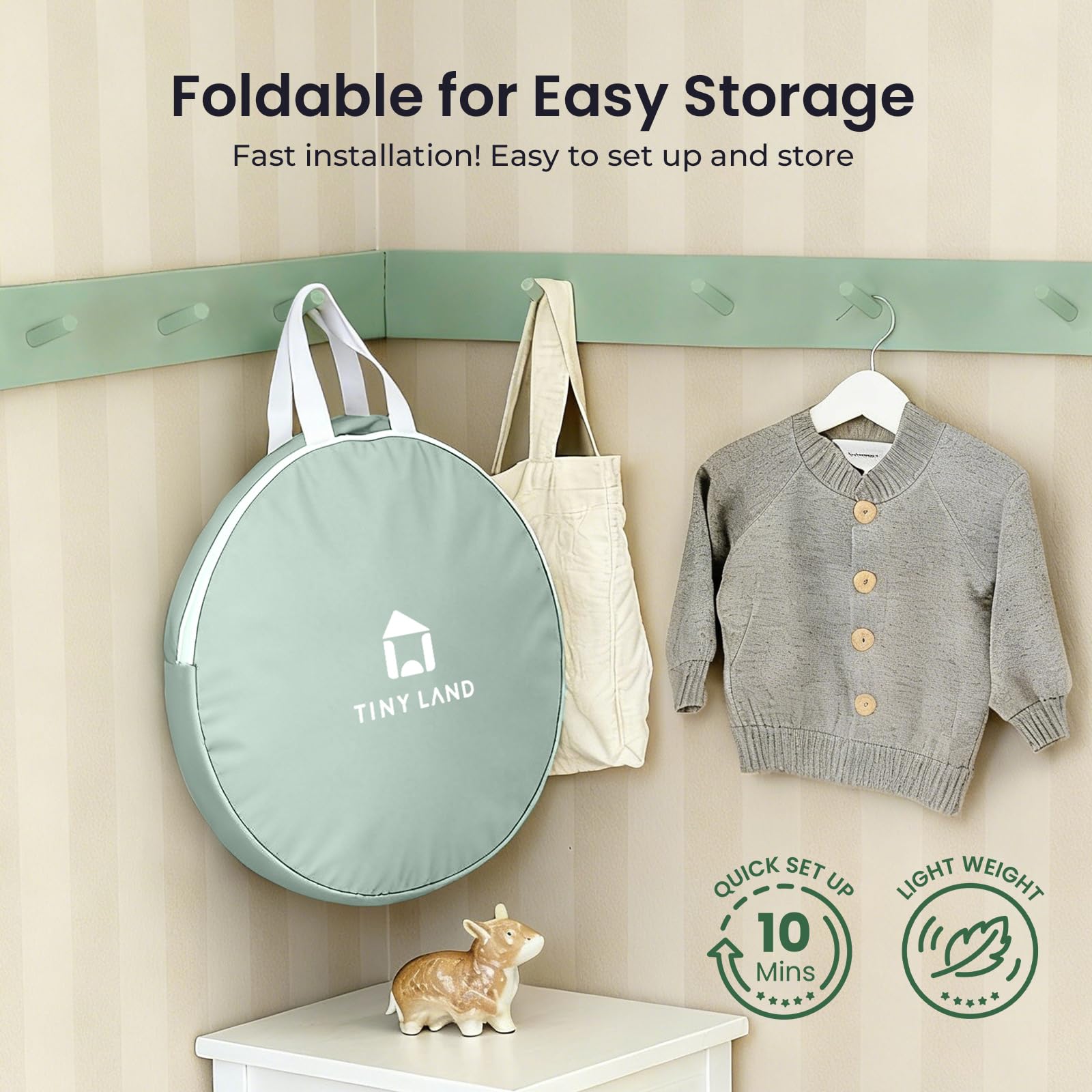 Tiny Land Kids Play Tent, Cute Green Pop Up Tent for Kids Indoor
