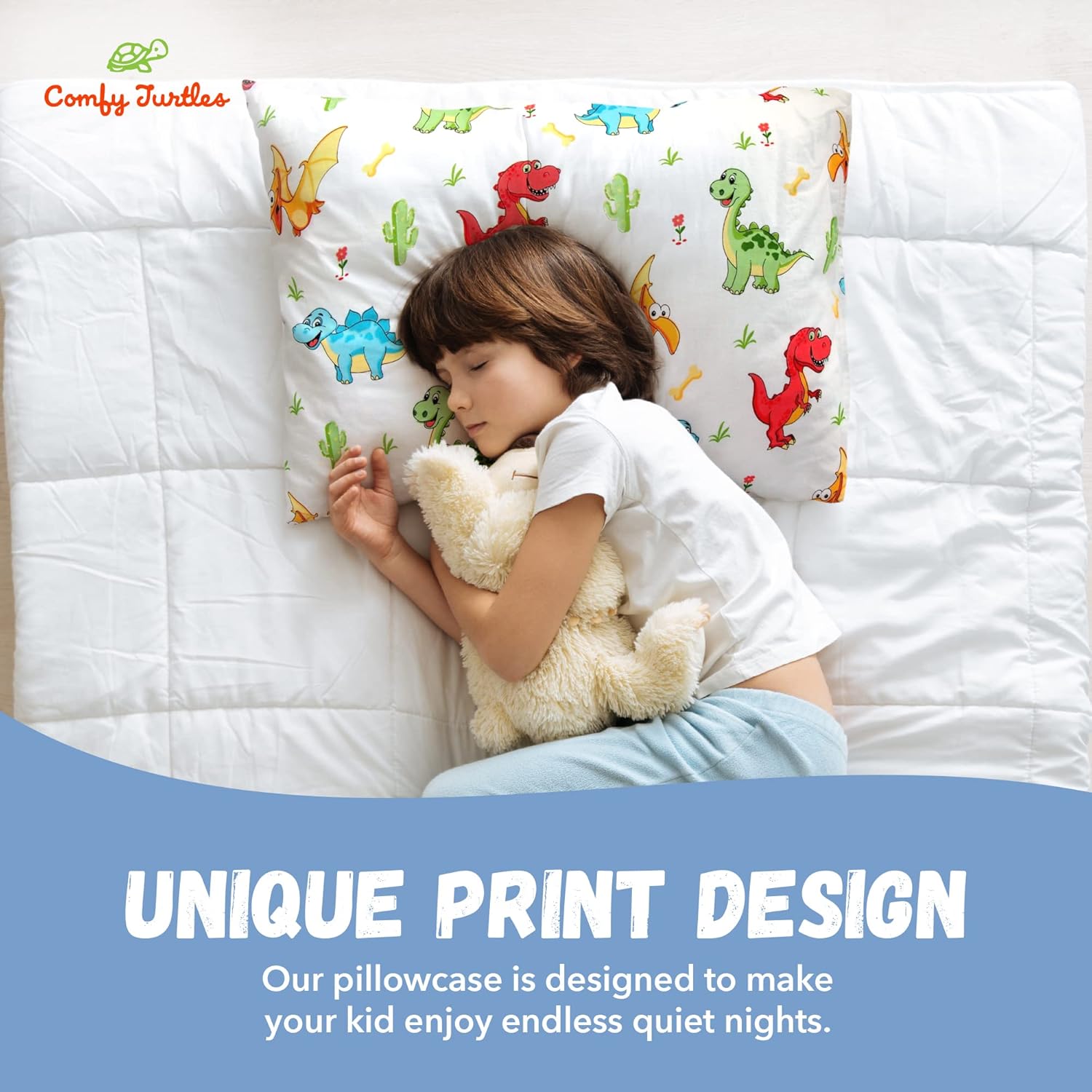 Toddler Pillowcase 13x18 Dinosaur - Cotton Travel Pillowcase Cover, Soft Dinosaur Pillow Cases for