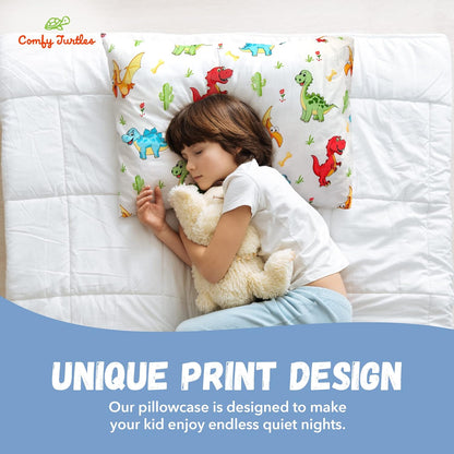 Toddler Pillowcase 13x18 Dinosaur - Cotton Travel Pillowcase Cover, Soft Dinosaur Pillow Cases for