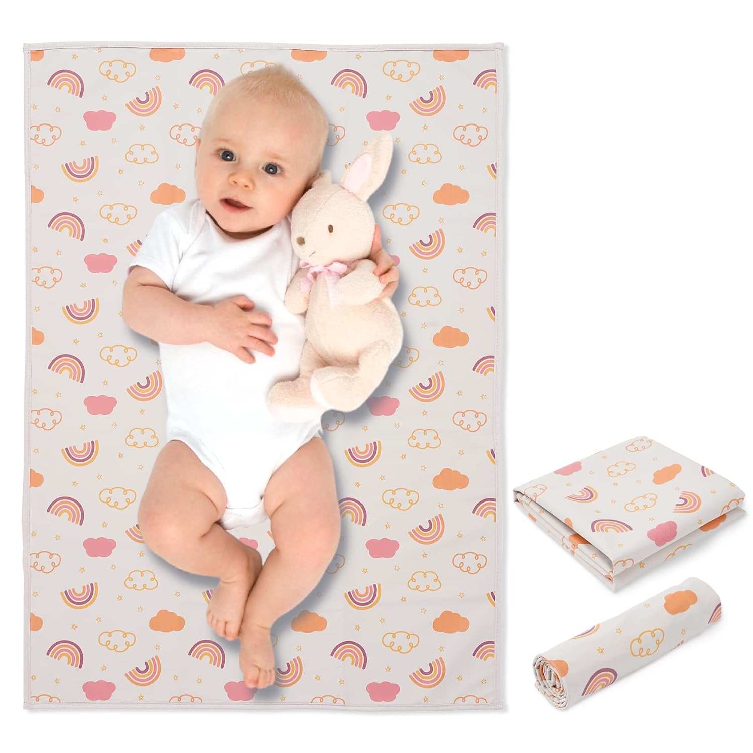 Vegan Leather Baby Changing Mat - Wipeable Portable Changing Pad, Foldable Travel Changing Mat for