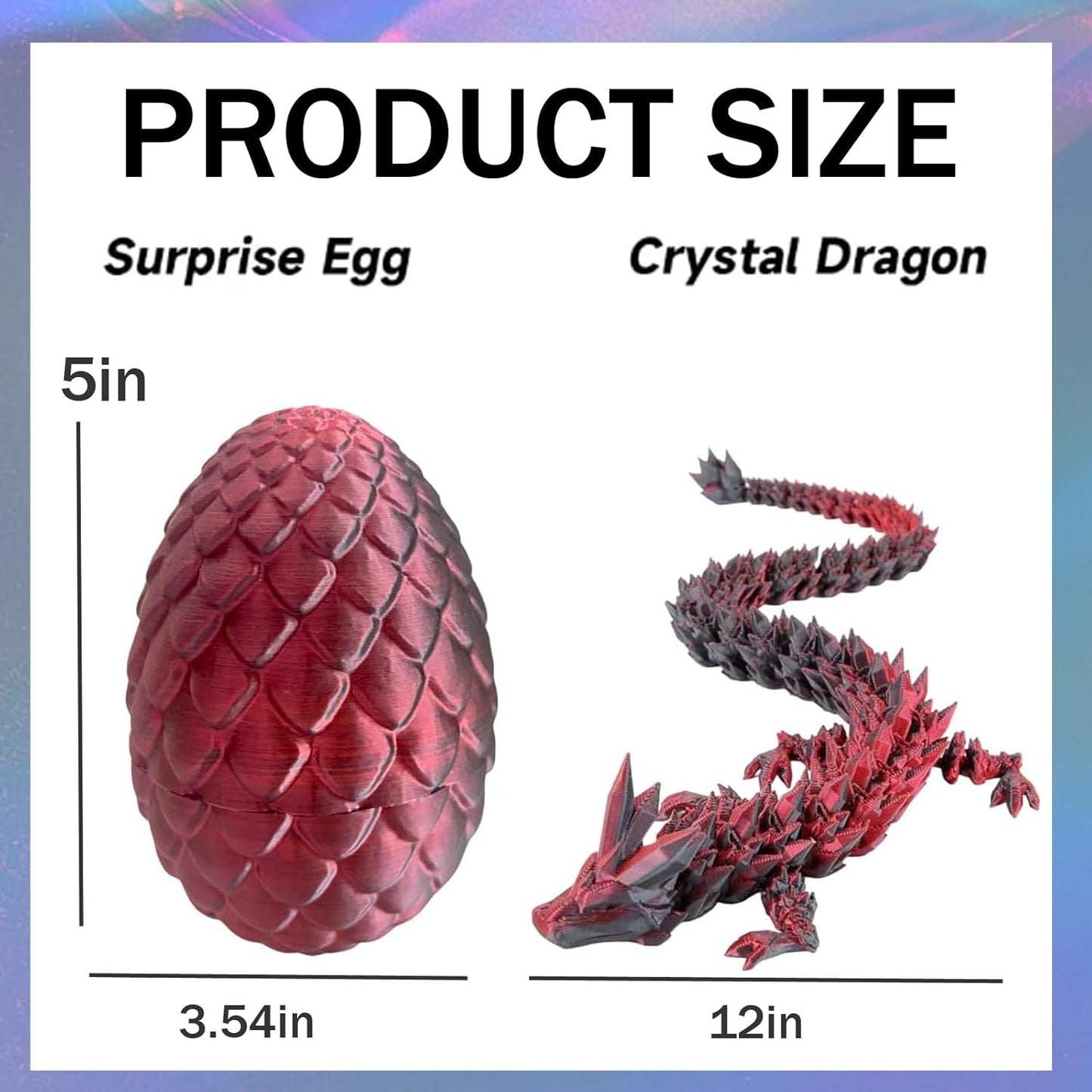 Cessfle 3D Printed Dragon in Egg, Crystal Dragon Eggs with Dragon Inside, Full Articulated Dragon