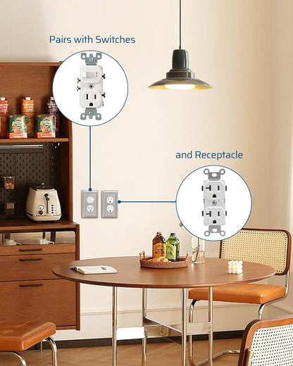 DEWENWILS 4-Pack Duplex Wall Plate, Metal Wall Outlet Cover for Receptacle, Light Switch, Brushed