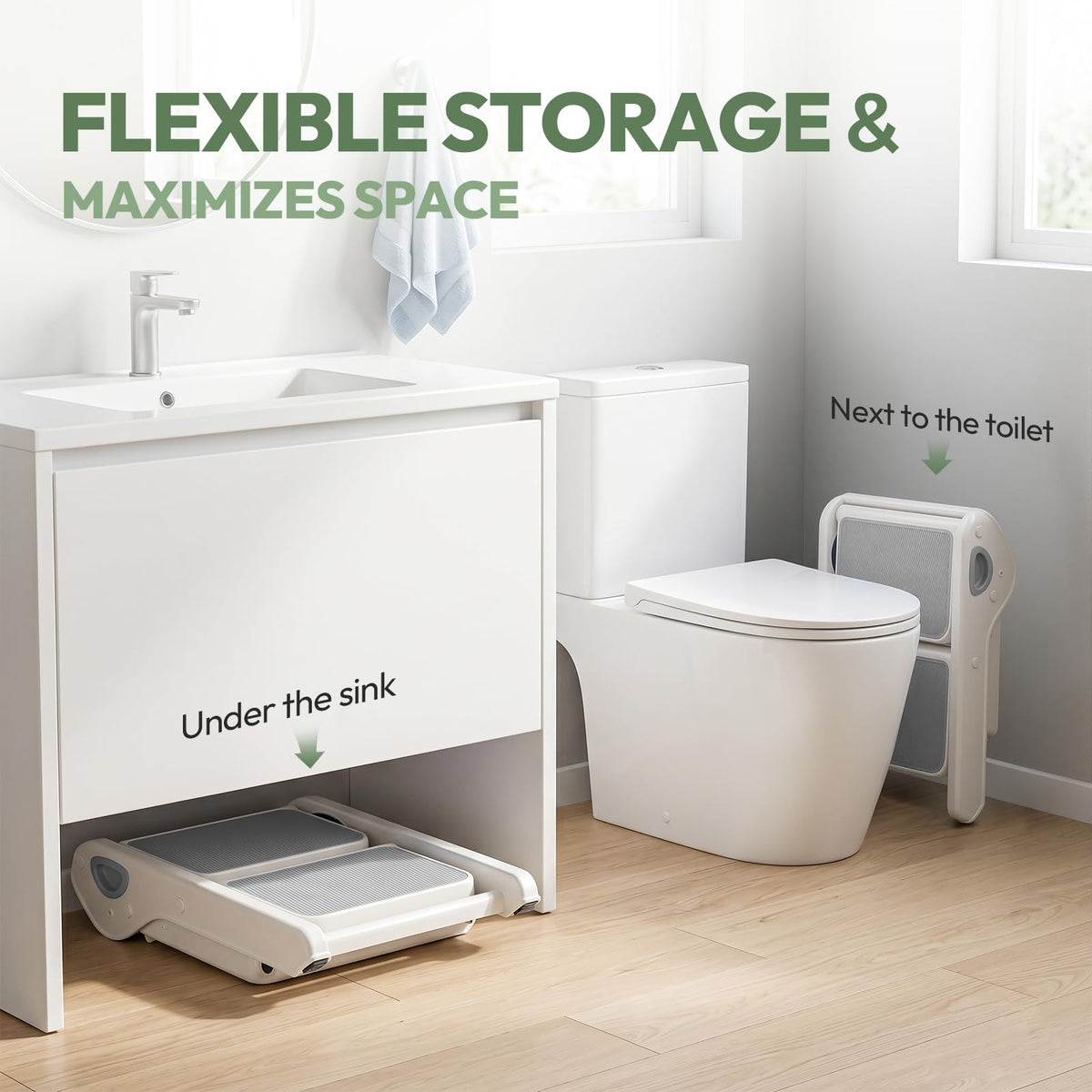Foldable Toddler Step Stool for Bathroom Sink, Toilet, Bedroom, Kitchen – Non-Slip, Space-Saving