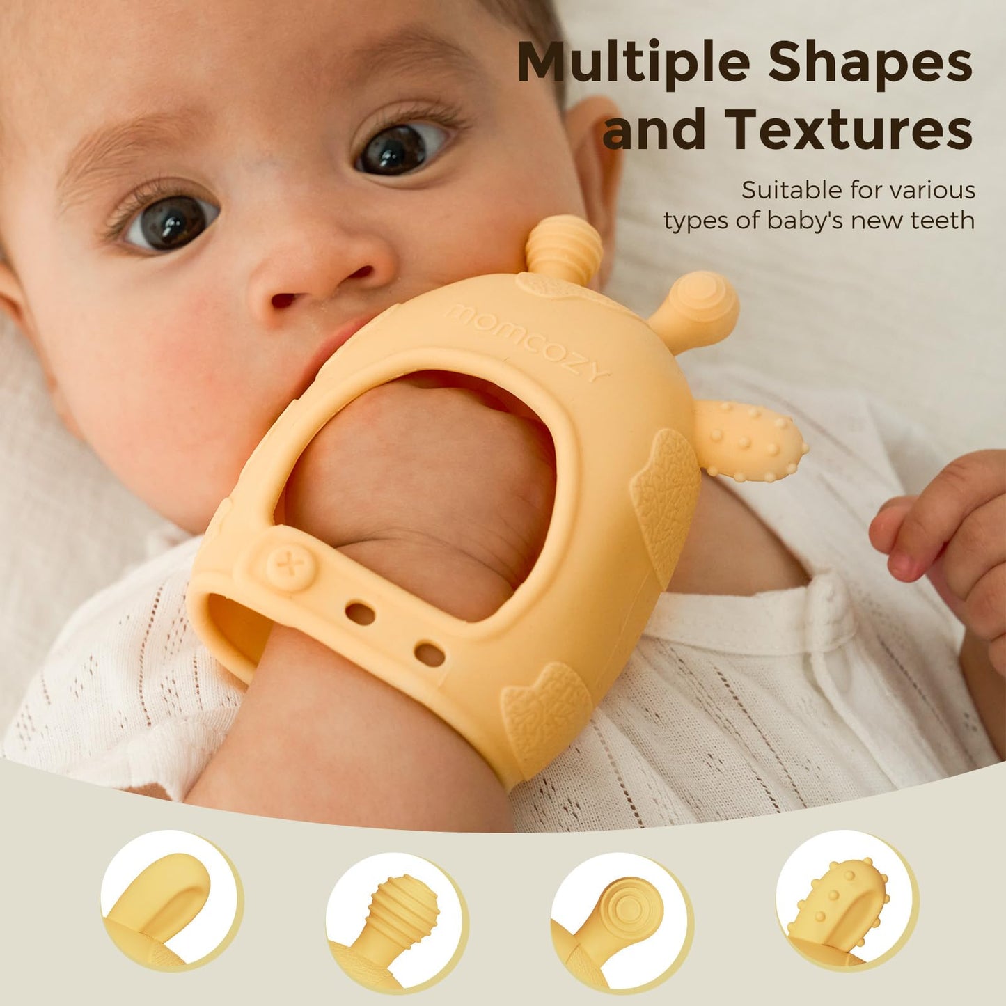 Momcozy Baby Teether Toys | Food Grade Silicone Teether Baby Toys | Yellow