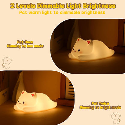 Tremdwoto Cat Night Light for Kids,Cute Colorful Night Light Baby Girl Squishy Night Light Lamp 1/3