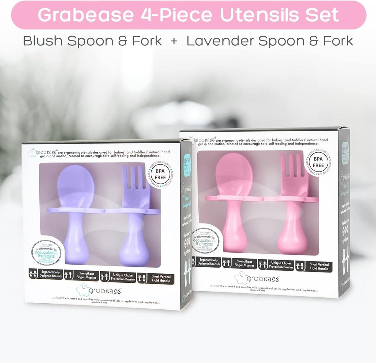 Grabease Baby Spoons Baby Led Weaning Supplies Toddler Forks Feeding, BPA-Free & Phthalate-Free for