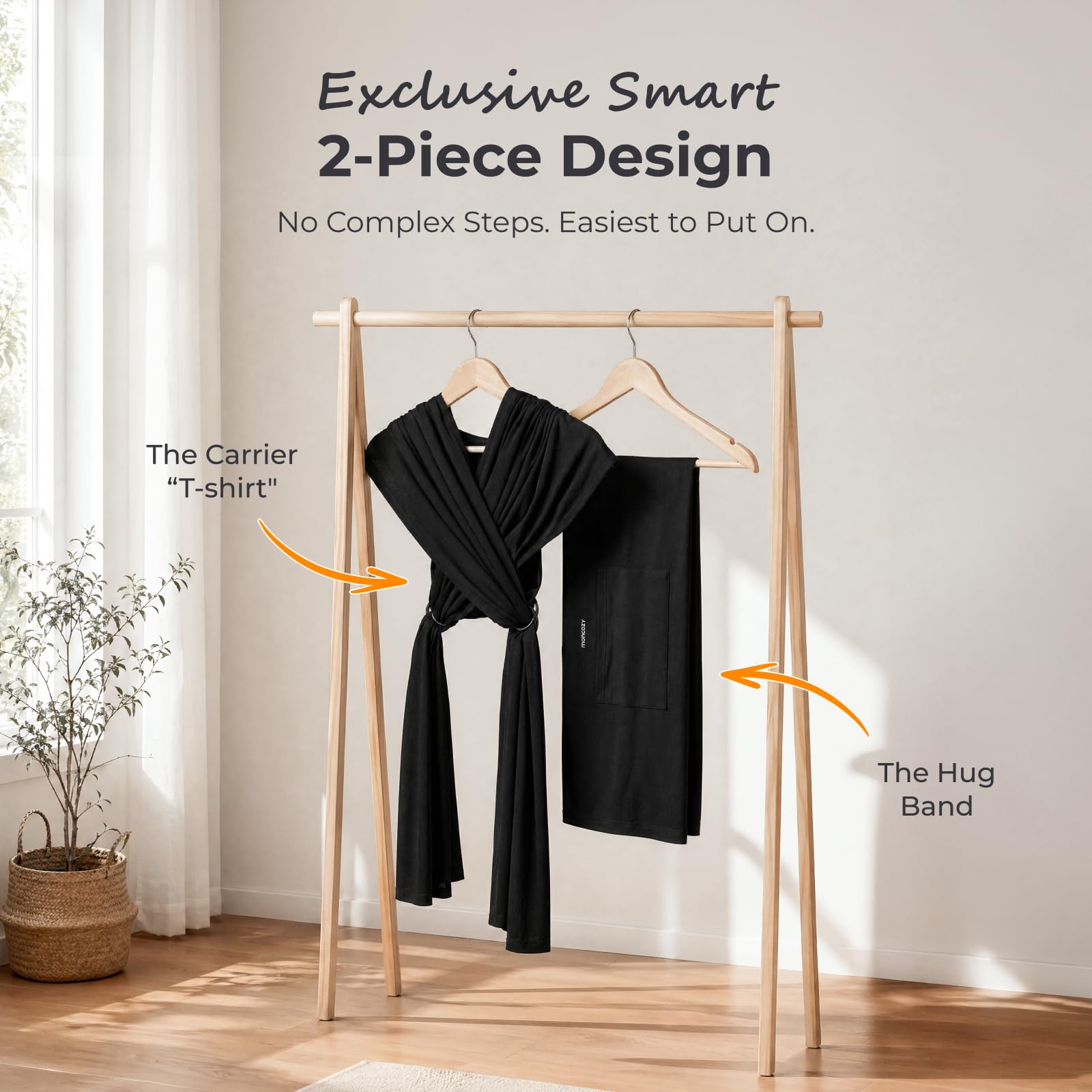Momcozy Baby Wrap Carrier, Easy-On 2-Piece Design, Newborn to 33 lb