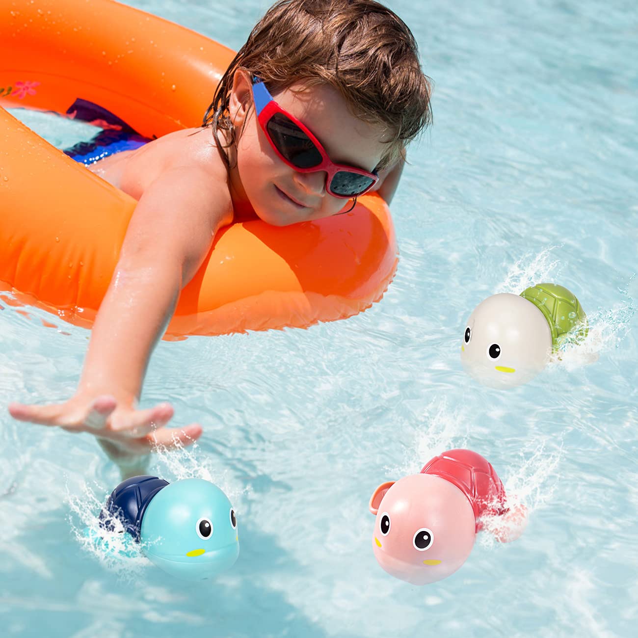 SEPHIX Bath Toys for Toddlers 1-3, Cute Swimming Turtle Bath Toys for 1 2 Year Old Boy Girl Gifts