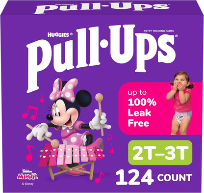Pull-Ups Girls' Potty Training Pants, Size 2T-3T Training Underwear (16-34 lbs), 124 Count (4 packs