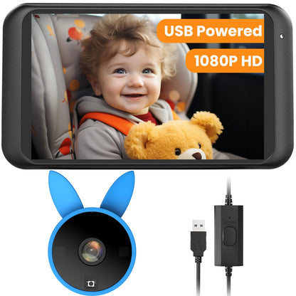 BV2 USB Car Camera for Baby : 4.5" Car Seat Camera with 1080P Crystal Clear Mirror View, Easy