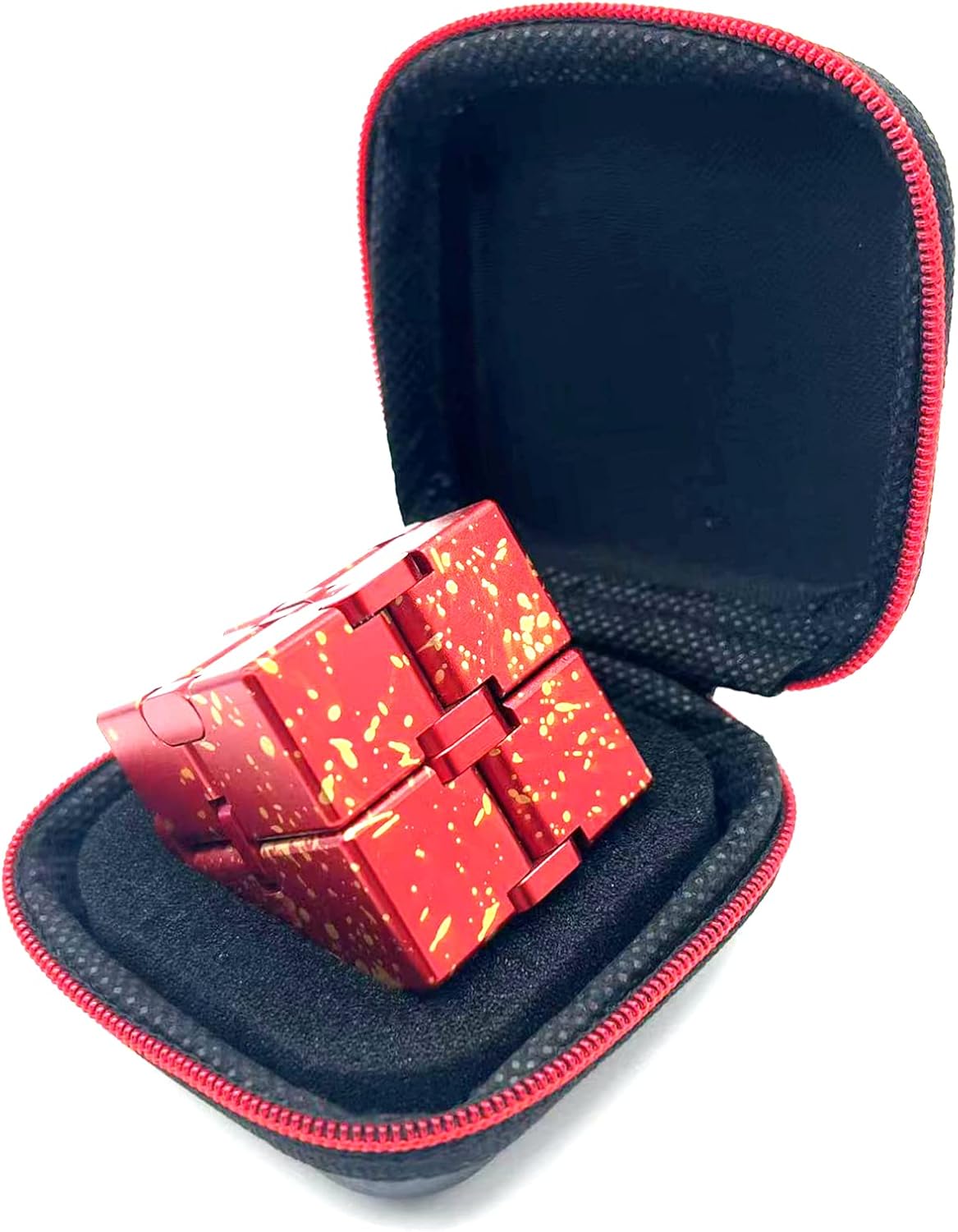 Metal Fidget Toys Infinity Cube for Men Gadgets Anxiety Stress Relief Aluminum Alloy Material (RED