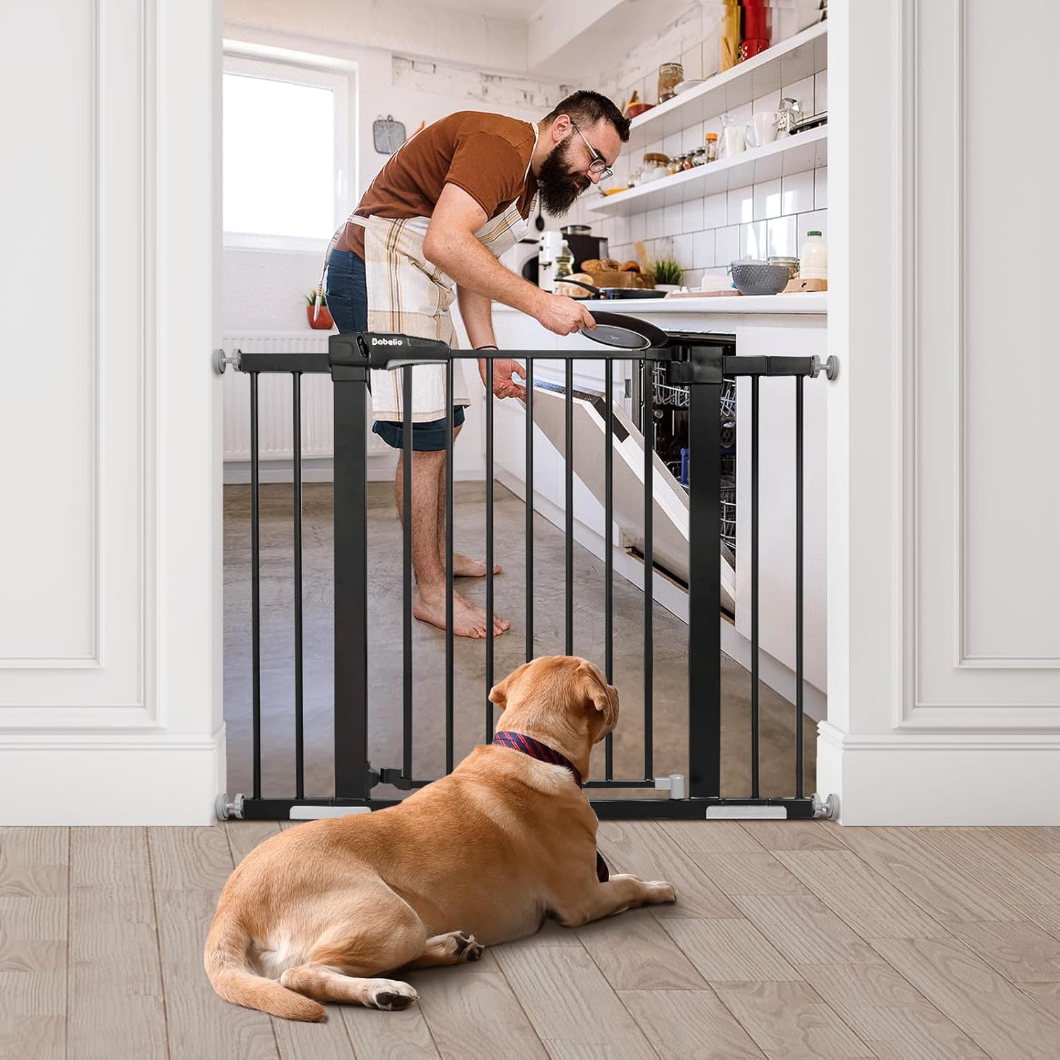 Babelio Baby Gate, 29-43" Auto-Close Easy Install Pet Gate, Extra Wide Walk Thru Child Safety Gate